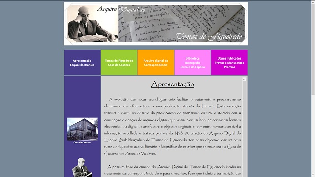 Fig. 1: Tomaz de Figueiredo’s Digital Archive (01.09.2014)