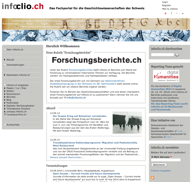 Screenshot: infoclio.ch, 19.5.2014