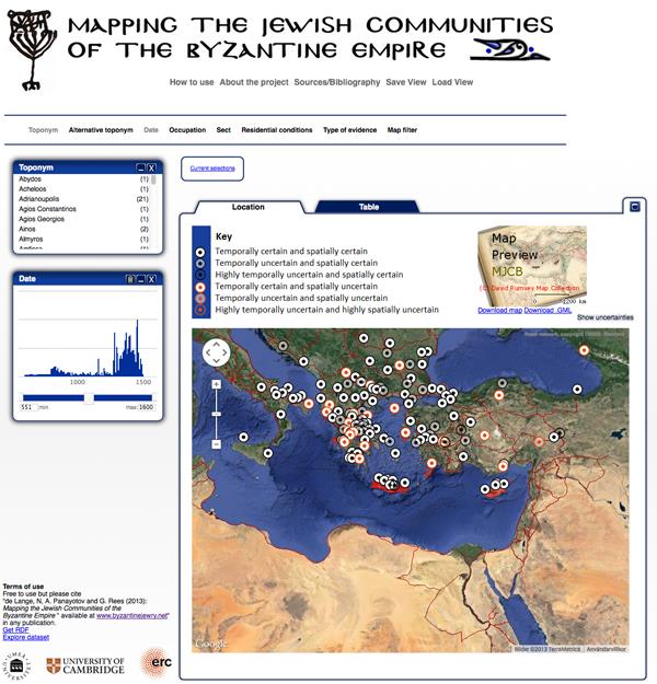Mapping the Jewish communities of the Byzantine empire